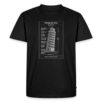 Leaning Pisa Tower Blueprint Art - Men's Premium Organic T-Shirt - black - Front - Nico (187cm)