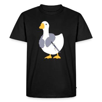 Là où les vents se rencontrent - Oie chinoise - Puits du Paradis - T-shirt Premium bio Homme - noir - Devant - Nico (187cm)