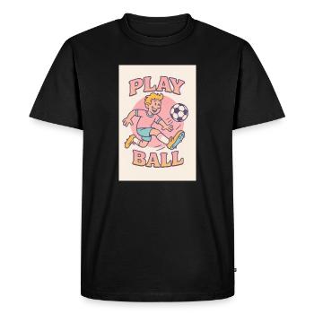 Playing Football: Cartoon Retro Motif - Men's Premium Organic T-Shirt - black - Front - Nico (187cm)