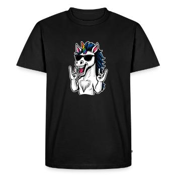 Rocking unicorn with sunglasses LGBT - Men's Premium Organic T-Shirt - black - Front - Nico (187cm)