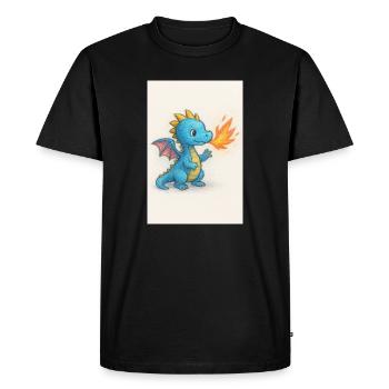 Étincelle du Dragon Bleu Souffle de Feu - T-shirt Premium bio Homme - noir - Devant - Nico (187cm)