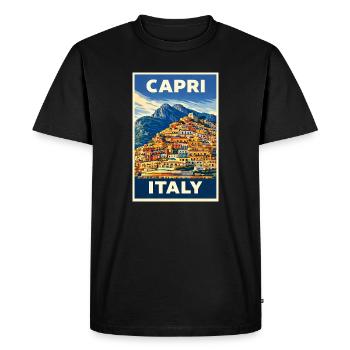 Capri Italie – Affiche de voyage vintage en Méditerranée - T-shirt Premium bio Homme - noir - Devant - Nico (187cm)