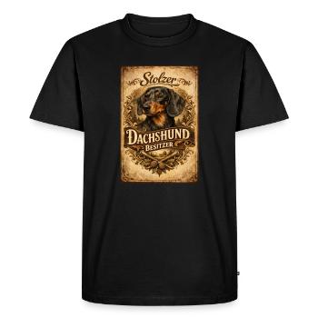 Proud Dachshund Owner Vintage Dachshund Holder - Men's Premium Organic T-Shirt - black - Front - Nico (187cm)