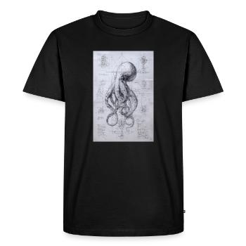 Croquis de plan de la pieuvre - T-shirt Premium bio Homme - noir - Devant - Nico (187cm)
