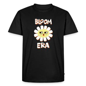 Ère Bloom – Expression rétro de dessins animés sur les fleurs - T-shirt Premium bio Homme - noir - Devant - Nico (187cm)
