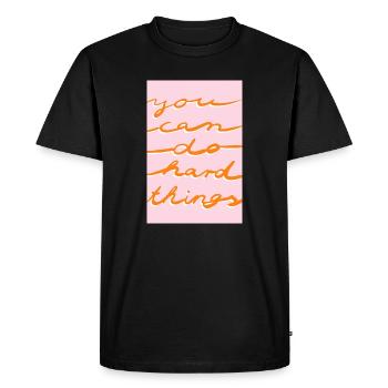 Tu peux - rose orange - T-shirt Premium bio Homme - noir - Devant - Nico (187cm)