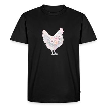 Peinture aquarelle de poule poule - T-shirt Premium bio Homme - noir - Devant - Nico (187cm)