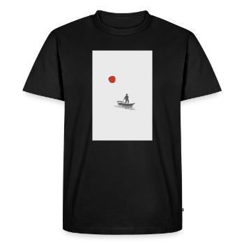Silent Balance – Art japonais minimaliste - T-shirt Premium bio Homme - noir - Devant - Nico (187cm)