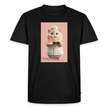 Chat Sushi Pastel Chef - T-shirt Premium bio Homme - noir - Devant - Nico (187cm)