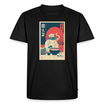 Frog Chef Ramen Retro Poster - Men's Premium Organic T-Shirt - black - Front - Nico (187cm)