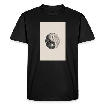 Typographie Yin Yang : Équilibre texturé - T-shirt Premium bio Homme - noir - Devant - Nico (187cm)