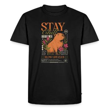 Stay Chill Capybara Motif - Men's Premium Organic T-Shirt - black - Front - Nico (187cm)