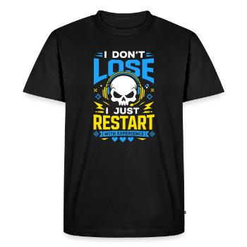 I Don't Lose I Just Restart Gaming - Men's Premium Organic T-Shirt - black - Front - Nico (187cm)
