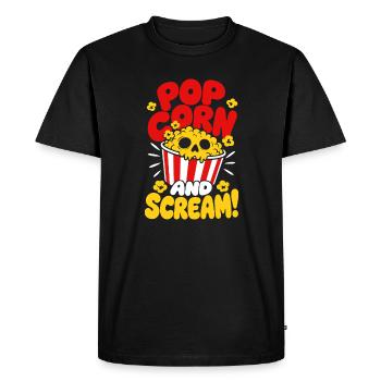 Popcorn And Scream Horror Snack - Men's Premium Organic T-Shirt - black - Front - Nico (187cm)