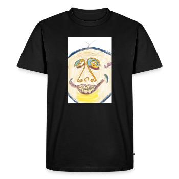 Cheerful color face illustration - Men's Premium Organic T-Shirt - black - Front - Nico (187cm)