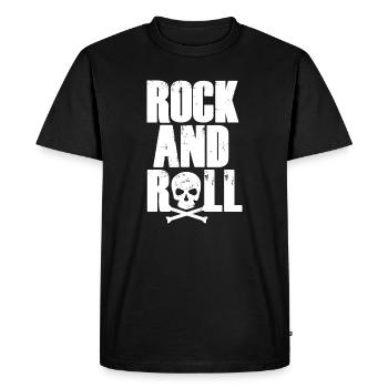 Rock and Roll Skull Typography - Men's Premium Organic T-Shirt - black - Front - Nico (187cm)
