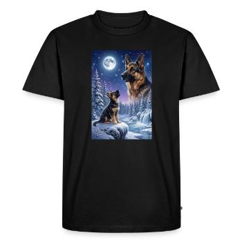 Howling to the Moon Dog German Shepherd - Men's Premium Organic T-Shirt - black - Front - Nico (187cm)