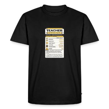 Cadeau des informations nutritionnelles pour enseignants - T-shirt Premium bio Homme - noir - Devant - Nico (187cm)