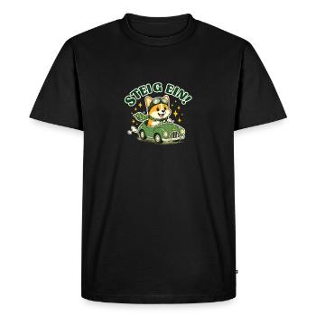 Montez à bord ! Corgi dans la voiture - T-shirt Premium bio Homme - noir - Devant - Nico (187cm)