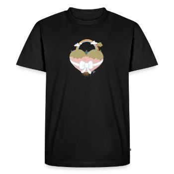 Paysage du cœur avec arc-en-ciel - T-shirt Premium bio Homme - noir - Devant - Nico (187cm)