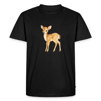 Faon avec motif de cœur - T-shirt Premium bio Homme - noir - Devant - Nico (187cm)