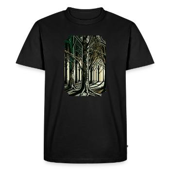 Enchanted Forest Pathway: Abstract Tree Art - Men's Premium Organic T-Shirt - black - Front - Nico (187cm)