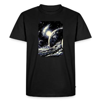 Cosmic Voyage: Graphic Galaxy and Planet Design - Men's Premium Organic T-Shirt - black - Front - Nico (187cm)