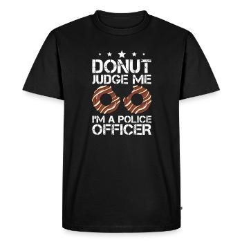 Donut Judge Me – Police Donut Party Urgence - T-shirt Premium bio Homme - noir - Devant - Nico (187cm)