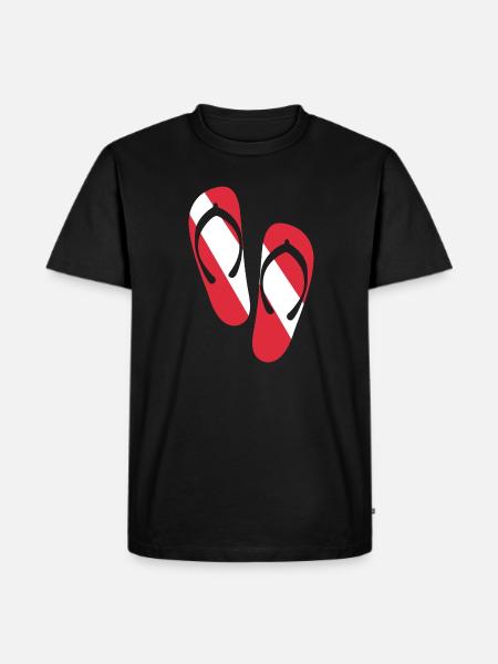 Pantoufles rouges et blanches - T-shirt Premium bio Homme - noir