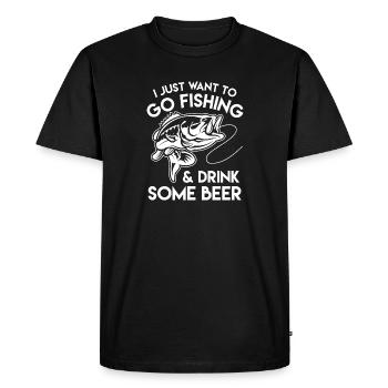 Ich will einfach nur angeln & etwas Bier trinken - Männer Premium Bio T-Shirt - Schwarz - Vorne - Nico (187cm)