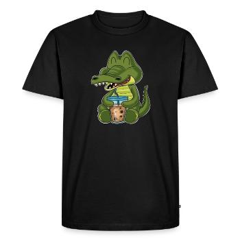Bubble Tea Kawaii Crocodile I Boba Tea Otaku - Men's Premium Organic T-Shirt - black - Front - Nico (187cm)