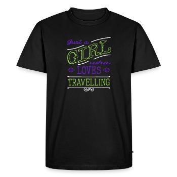 bus hiking travel agent tent sea fly couple - Men's Premium Organic T-Shirt - black - Front - Nico (187cm)