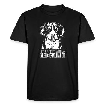 Entlebucher Mountain Dog life is better Dogs - Men's Premium Organic T-Shirt - black - Front - Nico (187cm)