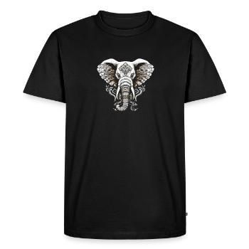 Elephant with African pattern no4 - Men's Premium Organic T-Shirt - black - Front - Nico (187cm)