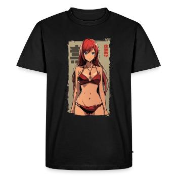 Fille de plage - T-shirt Premium bio Homme - noir - Devant - Nico (187cm)