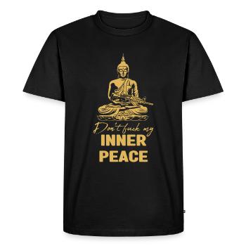 Ne baise pas ma paix intérieure - T-shirt Premium bio Homme - noir - Devant - Nico (187cm)
