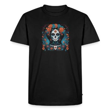 Santa Muerte Crâne Femme Design - T-shirt Premium bio Homme - noir - Devant - Nico (187cm)