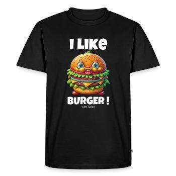 J’aime le burger avec de la salade- Lustige Burger Gifts - T-shirt Premium bio Homme - noir - Devant - Nico (187cm)