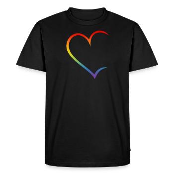 Couples d'amour LGBT arc-en-ciel ouvert - T-shirt Premium bio Homme - noir - Devant - Nico (187cm)