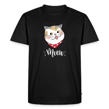 Mignon Kawaii drôle de chat disant miaulement - T-shirt Premium bio Homme - noir - Devant - Nico (187cm)