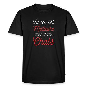 La vie est Meilleure avec deux Chats - T-shirt Premium bio Homme - noir - Devant - Nico (187cm)