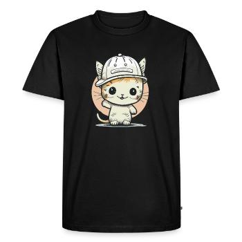 Chat mignon portant un chapeau 3 - T-shirt Premium bio Homme - noir - Devant - Nico (187cm)
