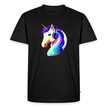 Écoutez de la musique licorne animaux mythiques licornes licorne - T-shirt Premium bio Homme - noir - Devant - Nico (187cm)