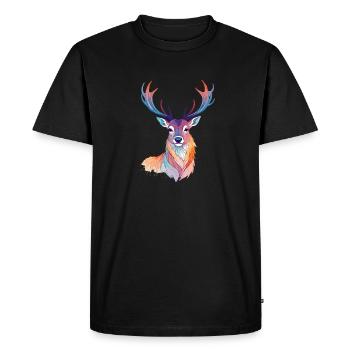 Stag Vector Art with Vibrant Colors Illustration - Men's Premium Organic T-Shirt - black - Front - Nico (187cm)