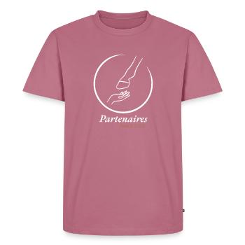 Hand & Hoof - Partners First (White) - Men's Premium Organic T-Shirt - mauve - Front - Nico (187cm)