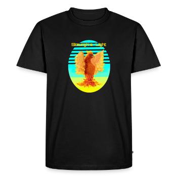 Cyber oiseau orange brillant : Oiseau de Happines - T-shirt Premium bio Homme - noir - Devant - Nico (187cm)