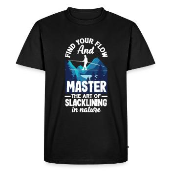 Trouvez votre flow et maîtrisez l’art de la slackline - T-shirt Premium bio Homme - noir - Devant - Nico (187cm)