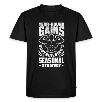 Toute l’année gagne la stratégie saisonnière de la musculation - T-shirt Premium bio Homme - noir - Devant - Nico (187cm)