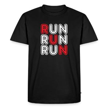 Run Run Run - coureur de jogging de marathon - T-shirt Premium bio Homme - noir - Devant - Nico (187cm)