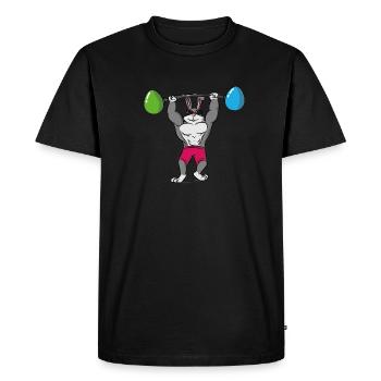 Lapin cool lapin de Pâques, l’haltère des œufs de Pâques lunettes de soleil - T-shirt Premium bio Homme - noir - Devant - Nico (187cm)